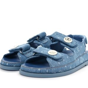 CHANEL denim dad sandals 37